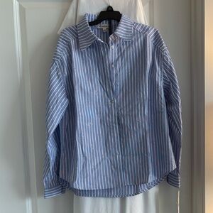 Nanette Lepore Light Blue and White Striped Shirt